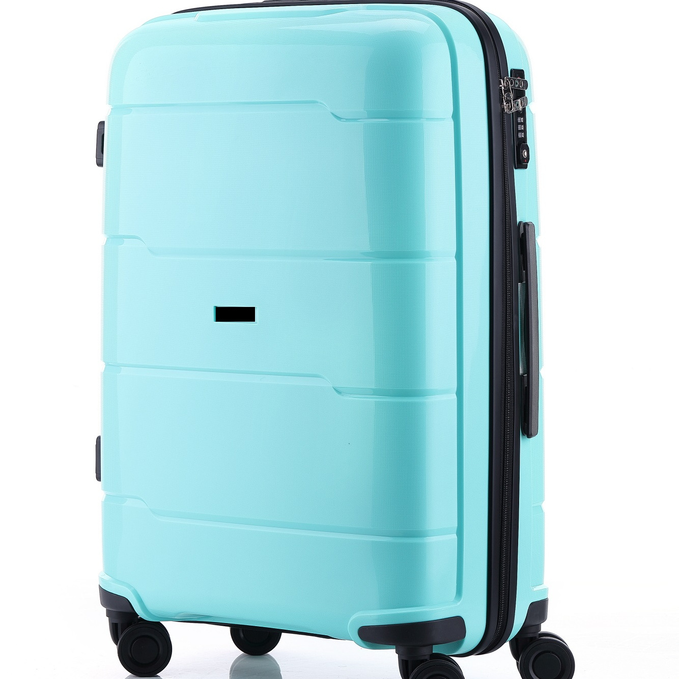 PPZ-1101 Manufacturer oem pp luggage 4 wheels carry on boarding plastic waterproof suitcase