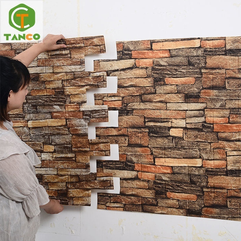 Papel De Parede Papier Peint Papel Tapiz Para Pared PE Wall Panel 3d Brick Wallpaper 3d PE Foam Wall Sticker for Home Decoration