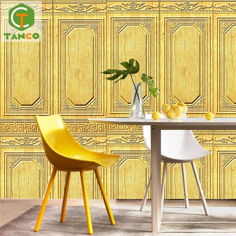 Papel tapiz peel and stick tile self adhesive wall paper panel sticker home decor xpe door wallpaper foam 3d wood living room