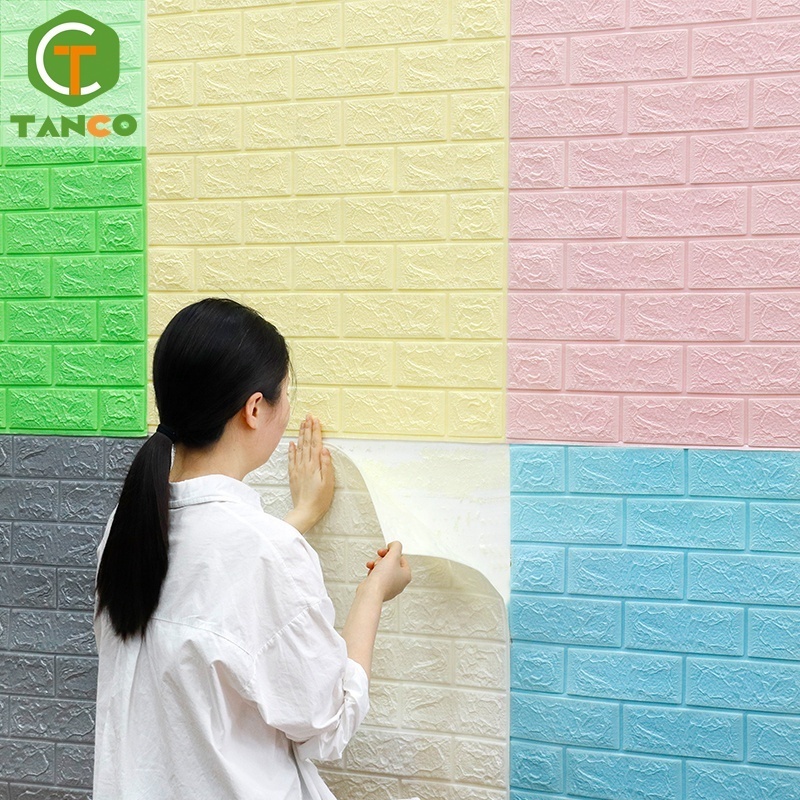 3D Brick Wall Stickers Self-adhesive PE Foam Wallpaper Peel And Stick Wall Paper Sofa Background Wall Decoration Papel Tapiz