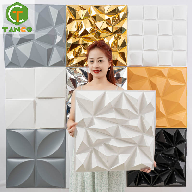 Wholesale eco-friendly pvc wallpaper easy to install diamond design pvc interior 3d wall panel/board