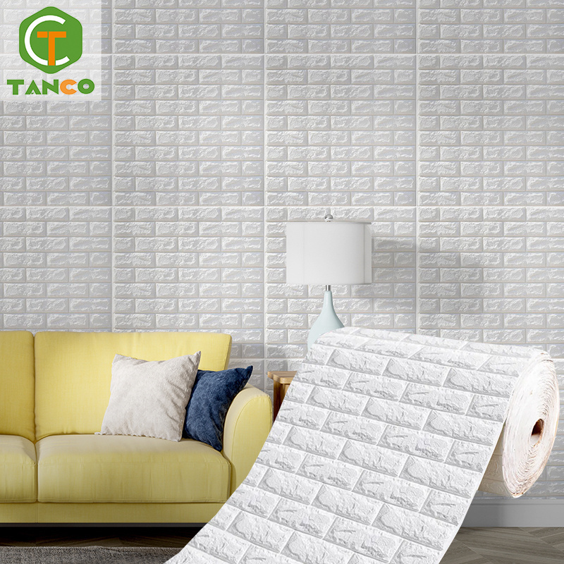 3d pe foam wall brick wallpaper papel tapiz self adhesive papel de parede foam textured 5d wallpaper for bakery from China