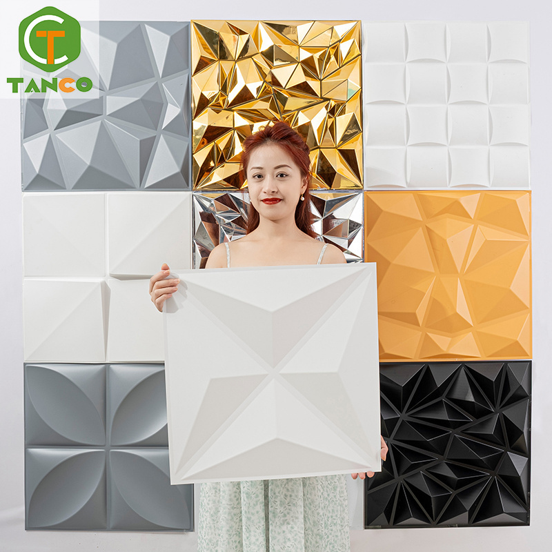 Wall covering decoration 3d wave wall panel black for interior decoration