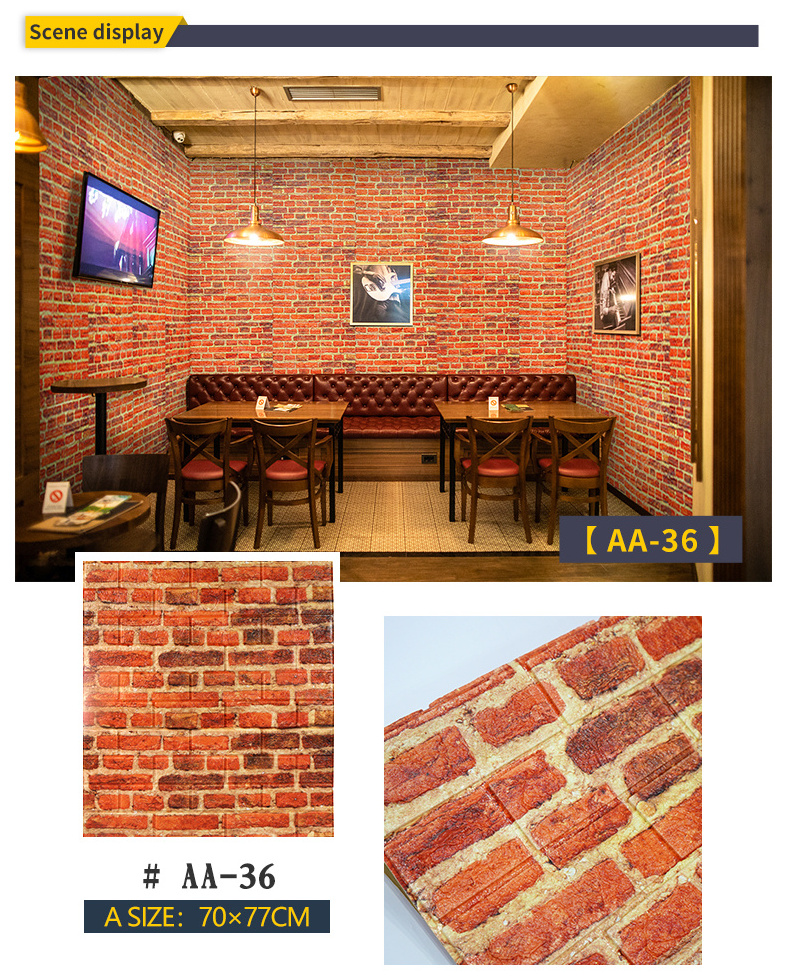 Wallcover vinyl self adhesive tiles wallpapers/wall coating panel parede pared brick foam 3d wall sticker home wallpaper