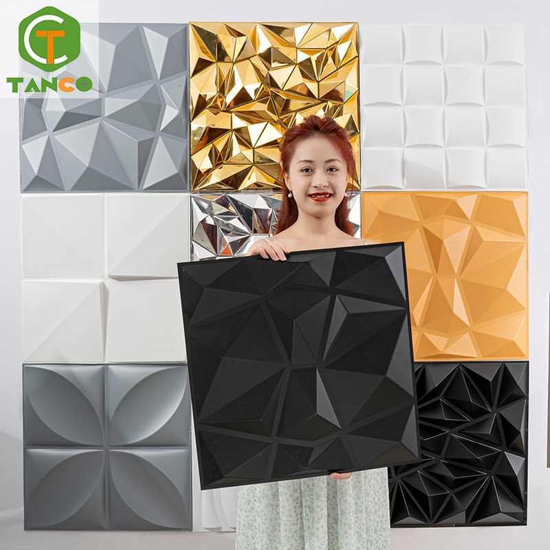 Wall covering decoration 3d wave wall panel black for interior decoration