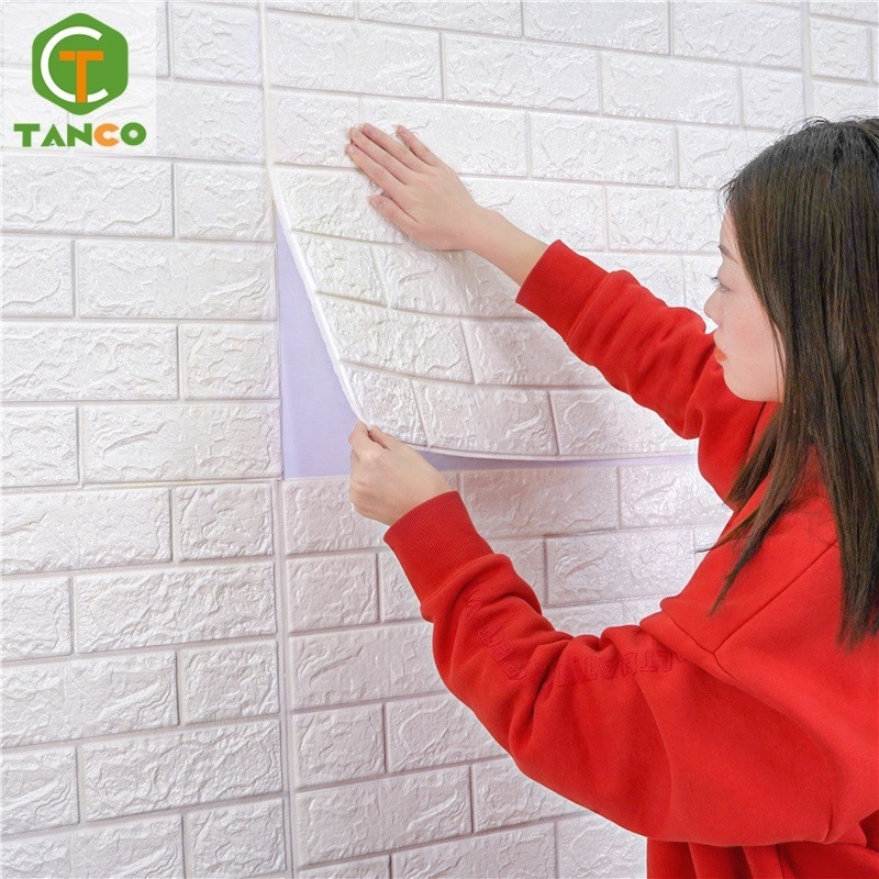 Cheap wall paper tiles for sale self adhesive foam brick wall sticker wholesale 3 d white coloring wallpaper home decoration