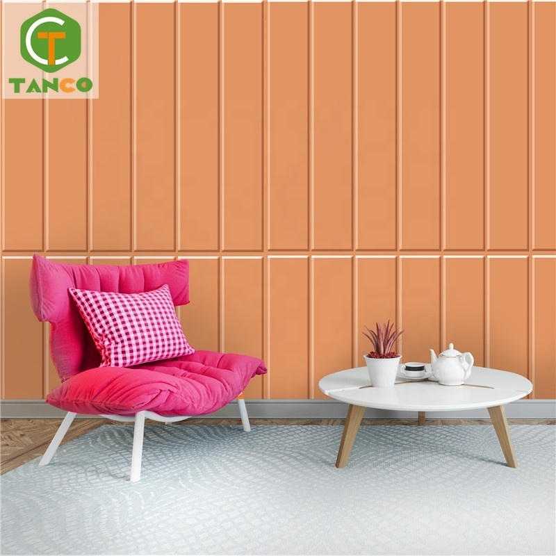 Custom self adhesive papel pared wall paper rolls colour home decor removable tiles brick 3D stripe pink wallpaper foam panel