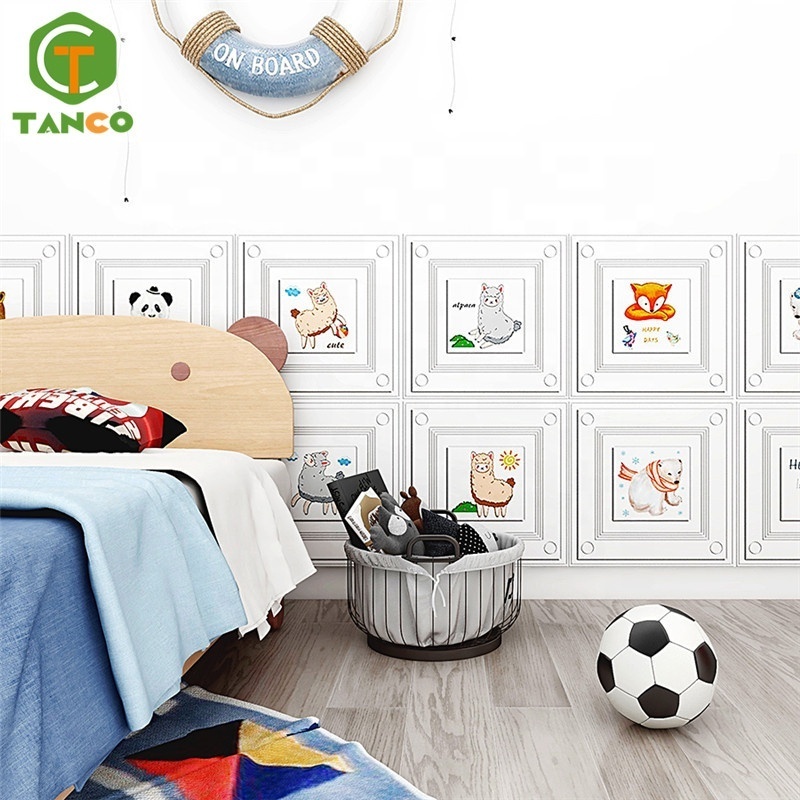 TANCO boy room cartoon wall paper panel cute empapelados para pared self adhesive 3d pe foam wallpaper kids wall stickers