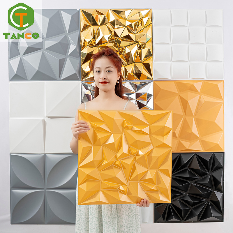 Wall covering decoration 3d wave wall panel black for interior decoration