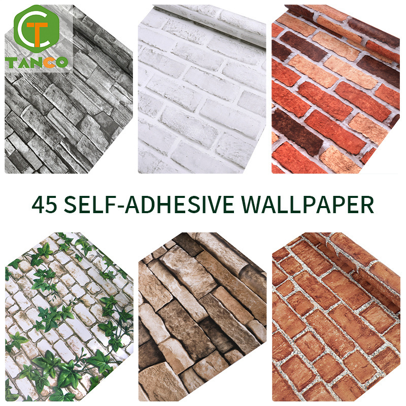 Hot selling wholesaler 45cm*10m peel and stick brick wallpaper rolls bedroom