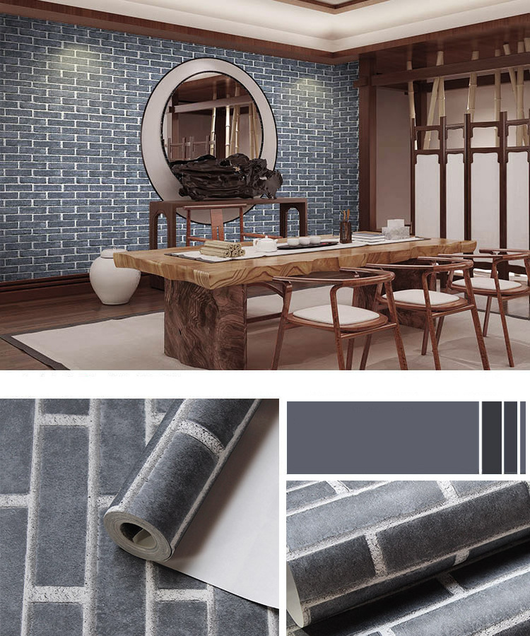 Bathroom 3d grey self adhesive wallpaper rolls waterproof pvc