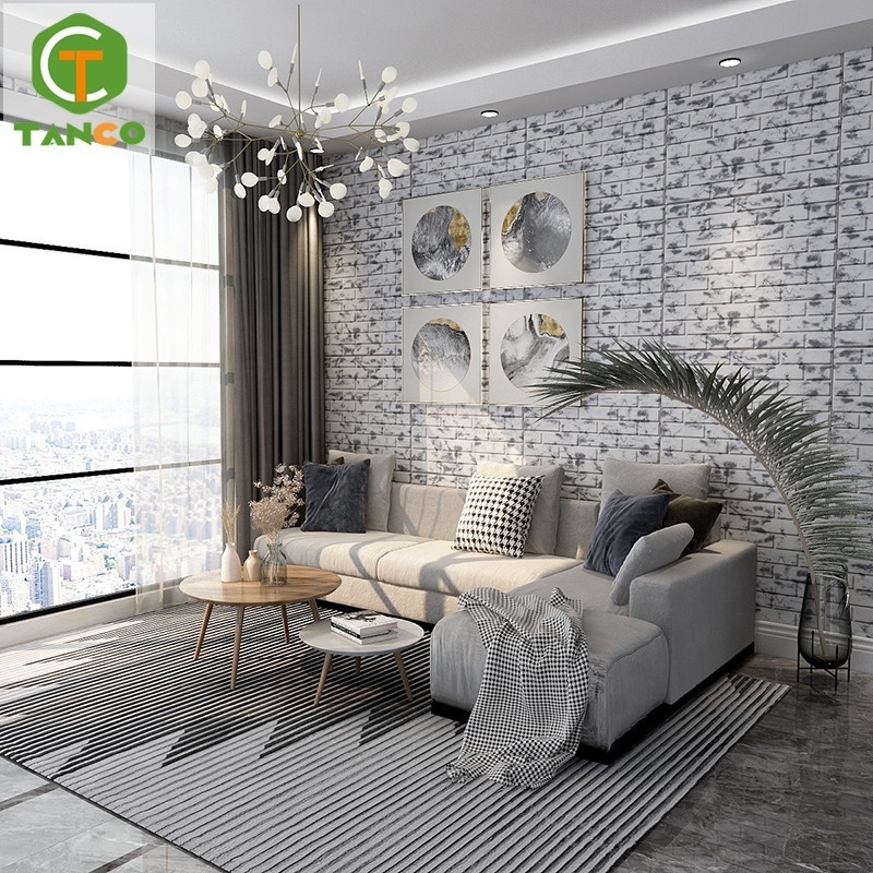 2023 selling thicken self adhesive brick design sticker roof wallpaper ceiling water proof morden eco foam 3d wall paper