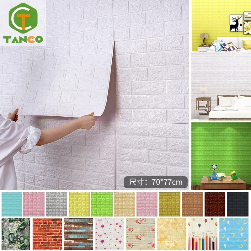 3D Brick Wall Stickers Self-adhesive PE Foam Wallpaper Peel And Stick Wall Paper Sofa Background Wall Decoration Papel Tapiz