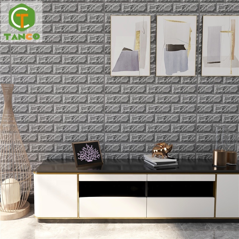 New design diy self adhesive panels living room decor wall tiles foam ceiling 3d brick stone sticker wallpaper