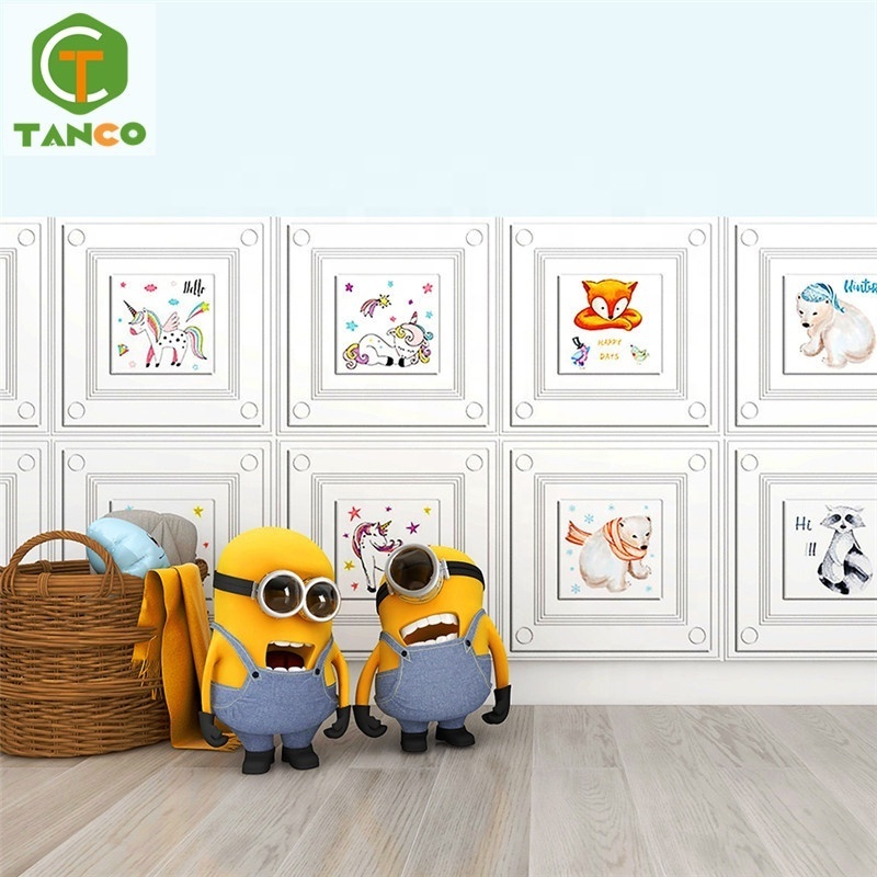 TANCO boy room cartoon wall paper panel cute empapelados para pared self adhesive 3d pe foam wallpaper kids wall stickers