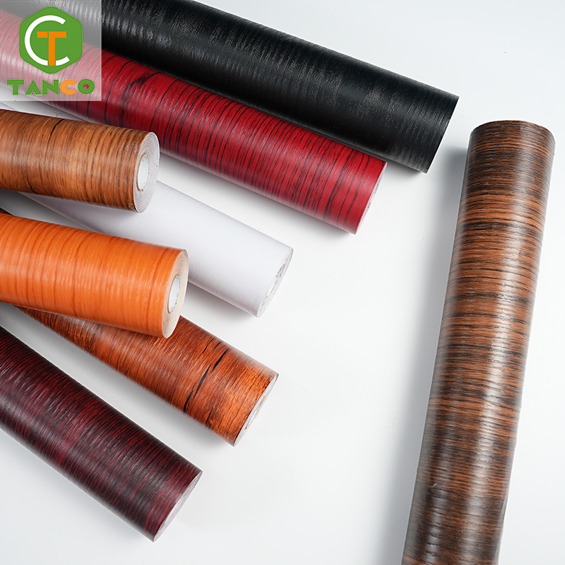 Waterproof long durability pvc wood grain texture furniture wall decoration self adhesive decorative film wallpaper