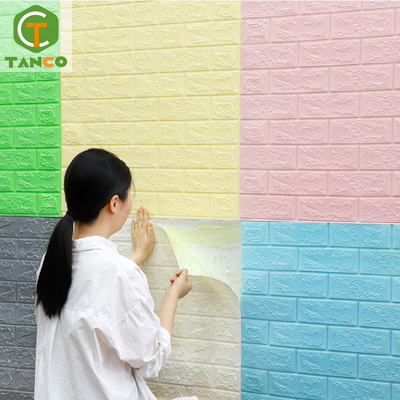 oil resistance Peel and stick pe foam wallpaper pegatinas de pared 3d Papel Tapiz Para Pared 3d brick wall papers panels