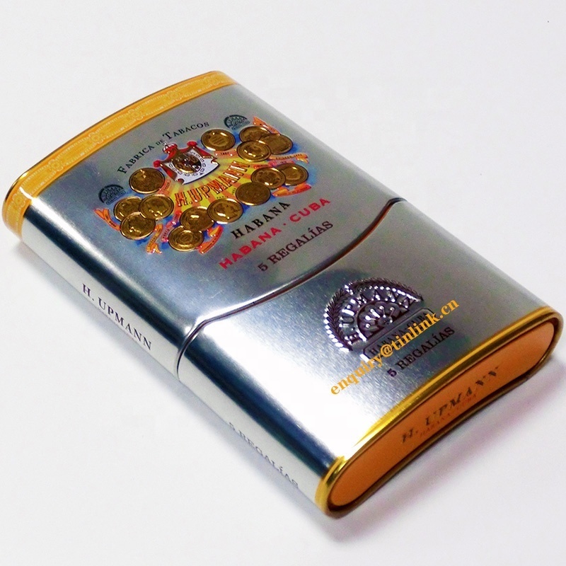 Customized cigarette tobacco cigar tin case box 5 cigars pocket metal tin case box