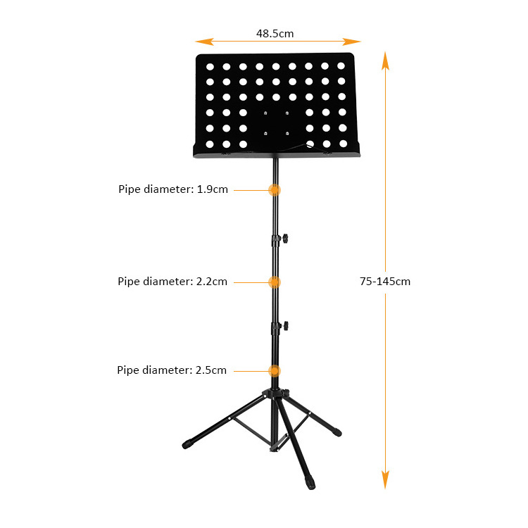 TN-PJ-60 Factory wholesale Metal tripod Legs music stand Baton can be played music Holder Adjustable Music Stand