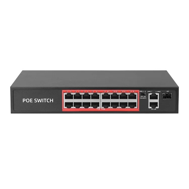 IEEE802.3 full metal case 16 channel poe port Switch 10Mbps/2000Mbs Gigabit 52V