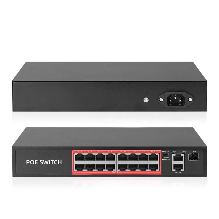 IEEE802.3 full metal case 16 channel poe port Switch 10Mbps/2000Mbs Gigabit 52V