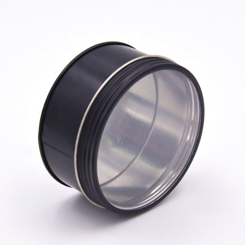 Material tinplate factory supplier Round small tin box package box metal tins with clear window