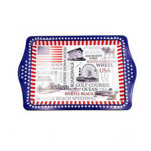 Hot sale small cheap custom home decorative tin metal serving tray metal rolling tray