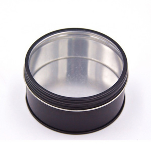 Material tinplate factory supplier Round small tin box package box metal tins with clear window