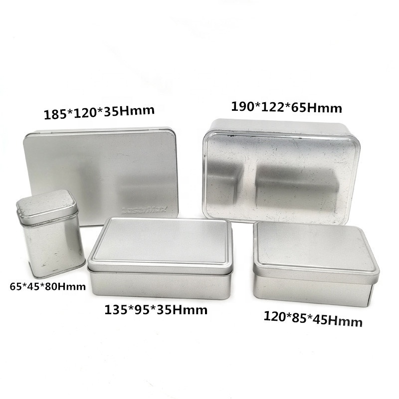 Rectangular Tins Plain Hinged Metal Packing Box Square Tin Container Gold Silver Round Metal Tins Box