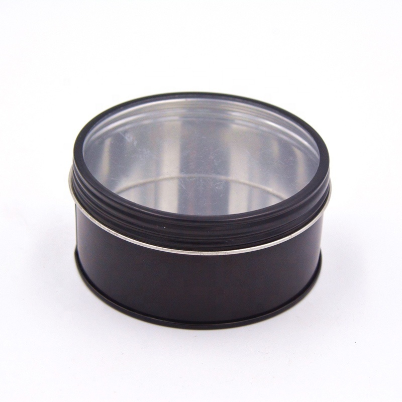 Material tinplate factory supplier Round small tin box package box metal tins with clear window