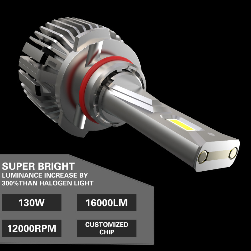 Super bright 130w LED headlamp bulbs 6000k IP68 9005 9006 error free car led light replacement  apply to truck accessories