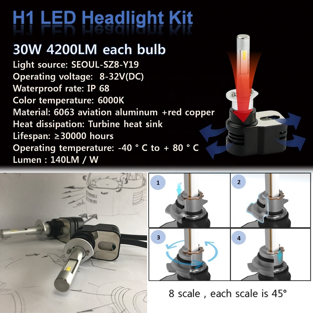 2020 New & Original car led lamp H1 60w 8400lm Plug & Play led headlamp h3 h7 h4 hb3 hb4 hir2 hb5 h13 880 881 h27 d2r d4s led