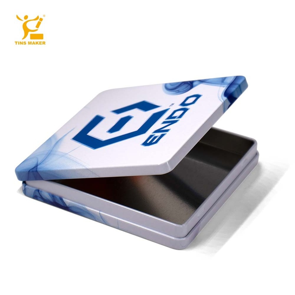 Tin Boxes Custom Square Shape Embossed Metal for Gift Plastic Food Cigarette CMYK Tinplate Small Candy Tin Box Top Open 1000