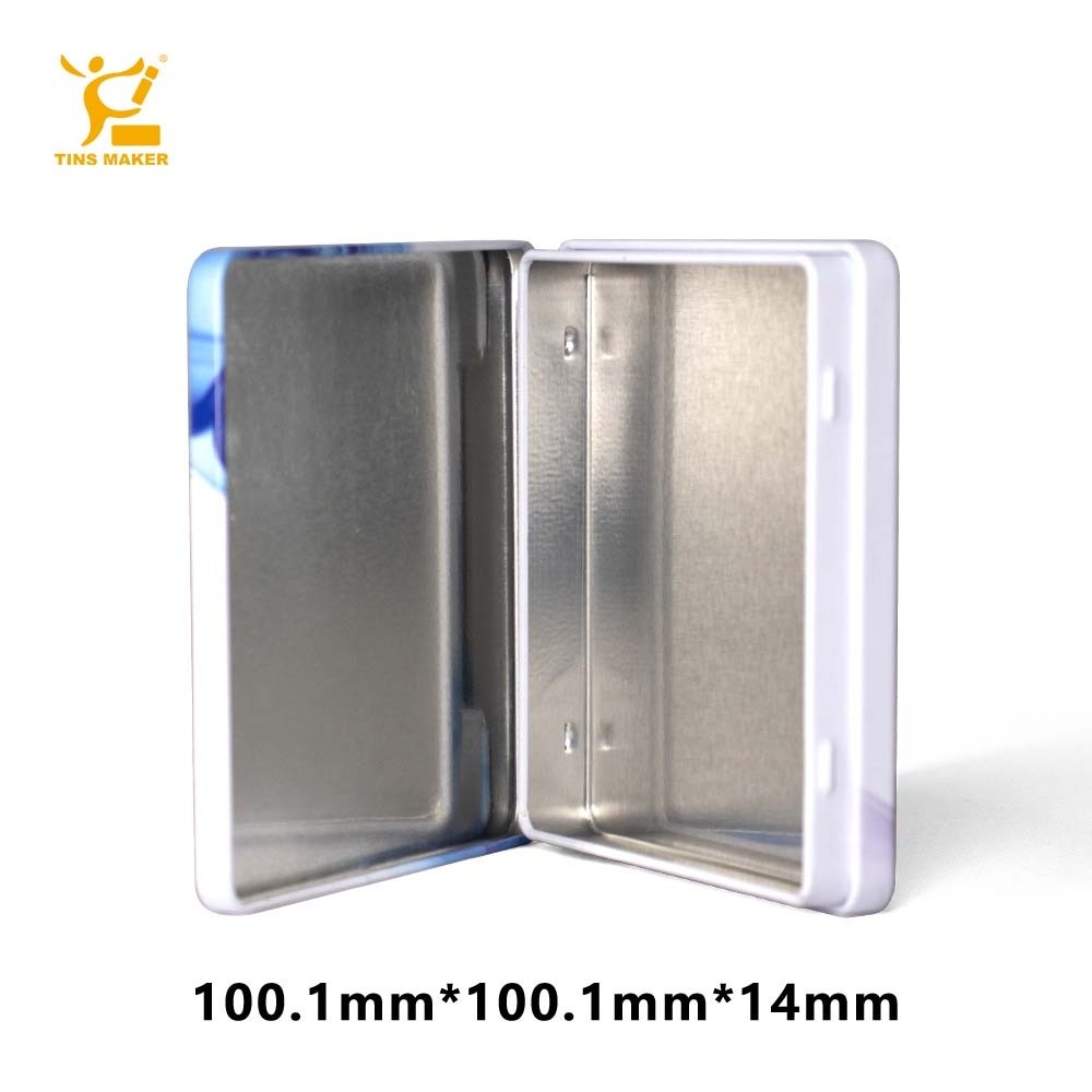 Tin Boxes Custom Square Shape Embossed Metal for Gift Plastic Food Cigarette CMYK Tinplate Small Candy Tin Box Top Open 1000