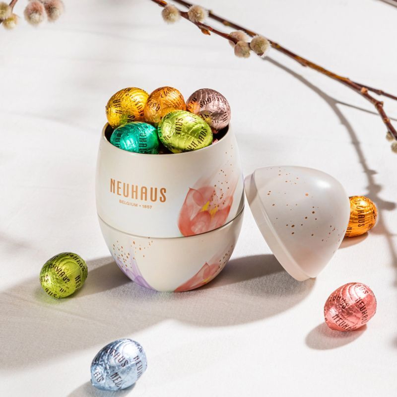 Custom print three layers egg shaped tin box for gift Easter chocolate beans packing Easter egg tin box