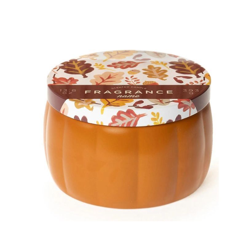 Fancy pumpkin shaped candle tin jars with lid 4oz 6oz 8oz 10oz 12oz 14oz candle tin can fall theme