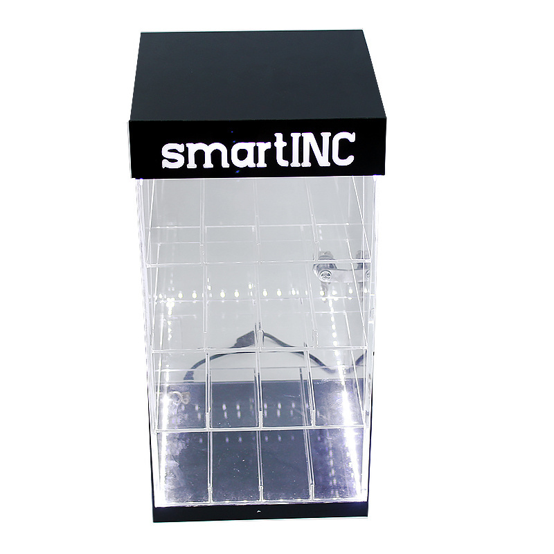 Clear Acrylic Plastic Cigarette Tobacco Display Rack with Locker Tinya Custom Logo Light display Stands