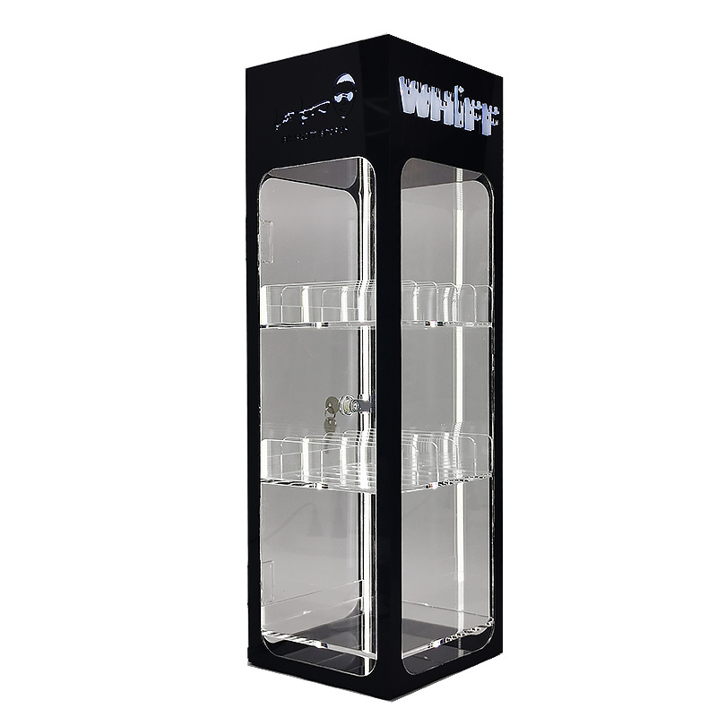 Tall led tobacco display cabinets with 3 layers acrylic display rack tobacco display showcase