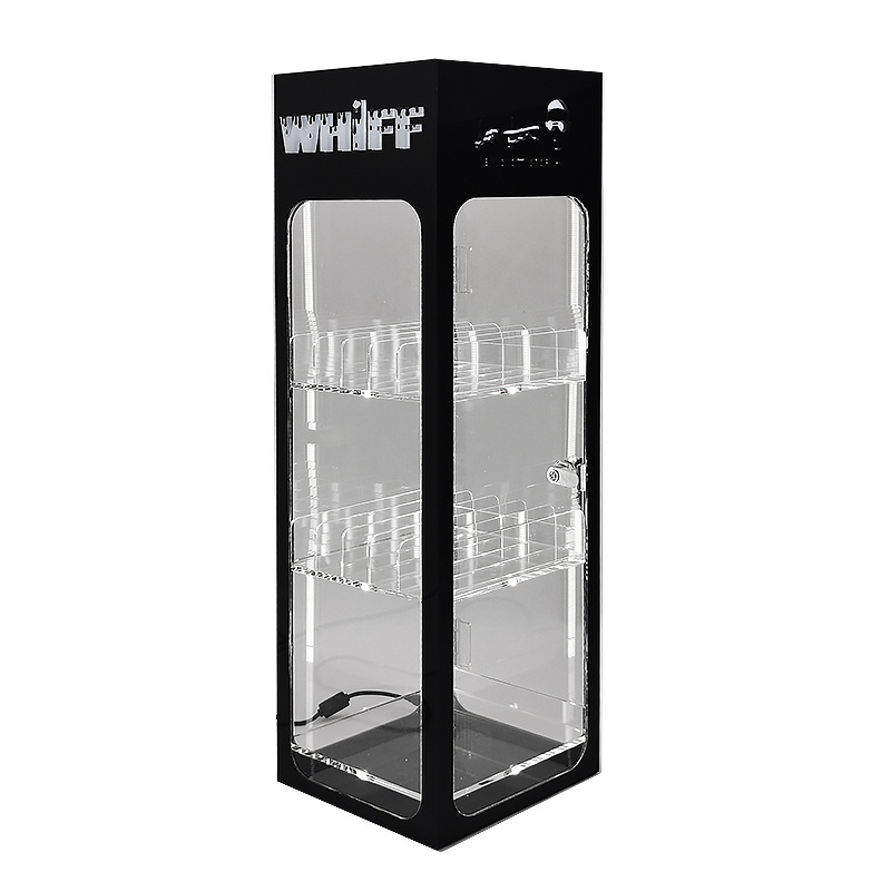 Tall led tobacco display cabinets with 3 layers acrylic display rack tobacco display showcase