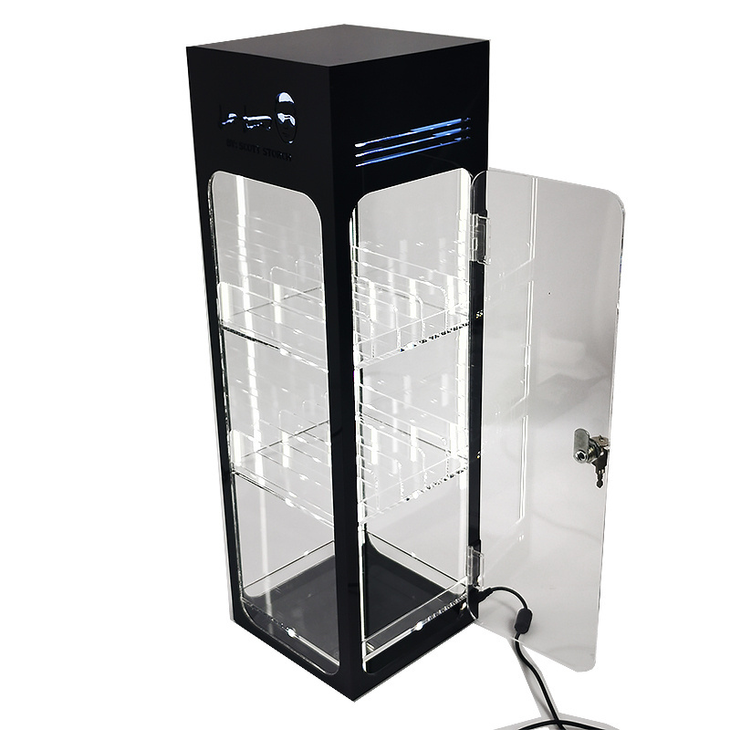 Tall led tobacco display cabinets with 3 layers acrylic display rack tobacco display showcase