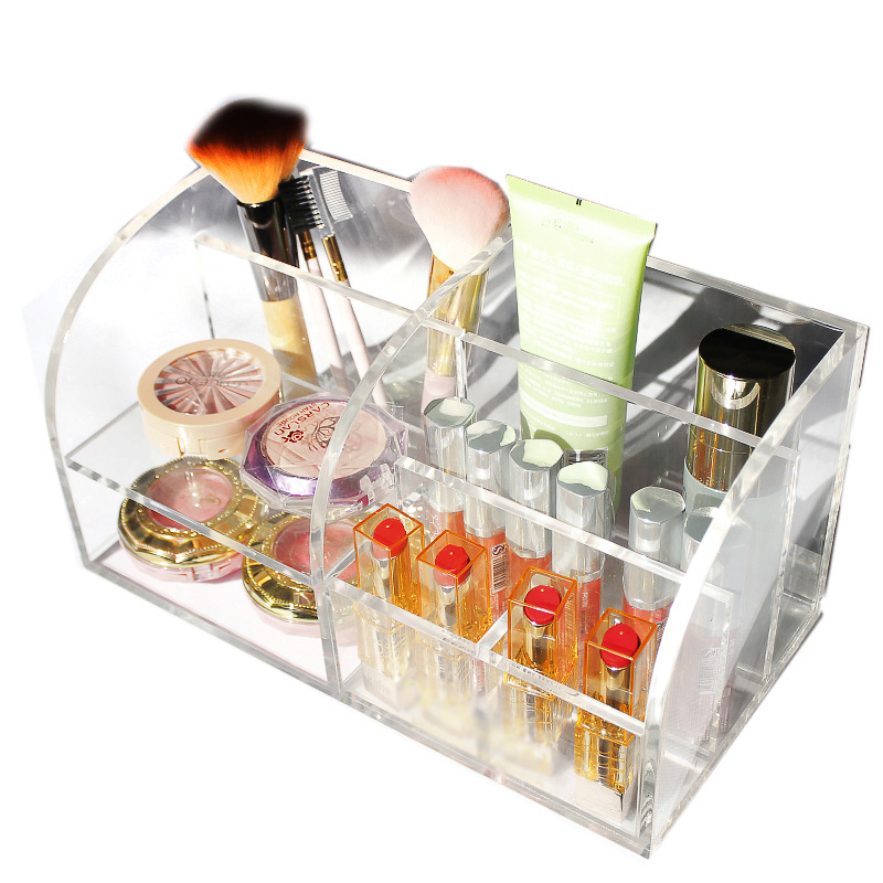 Wholesale 3 Tube Rotating Clear Acrylic Makeup Brush Holder Display Stand Cosmetic Brush Display Racks