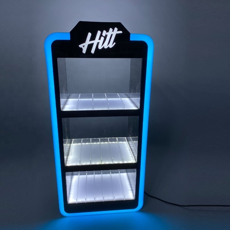 Tinya Free Sample smoke shop display Acrylic Display Stands Counter RGB LED Lighted Tobacco Cigarette Display Cabinet