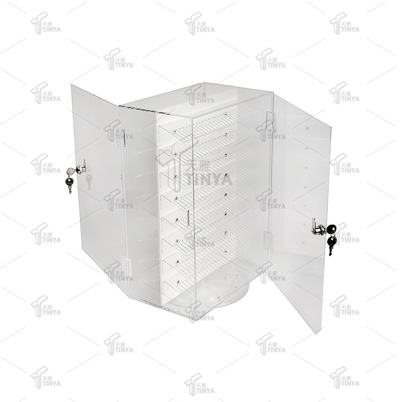 Double Sided Body Jewelry Display With 16 Earing Acrylic Racks 360 Rotating Counter Top Piercing Shop Display Stand