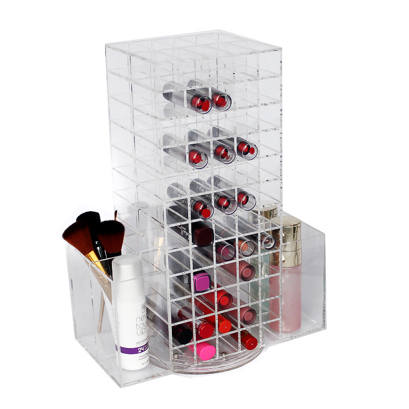 Custom 120 Lipstick Holder Lip Gloss/Lip Balm Display Stand,Rotating Cosmetic Organizer Clear Acrylic Lipstick Holder Wholesale