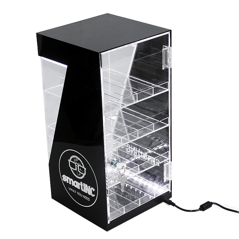 Clear Acrylic Plastic Cigarette Tobacco Display Rack with Locker Tinya Custom Logo Light display Stands