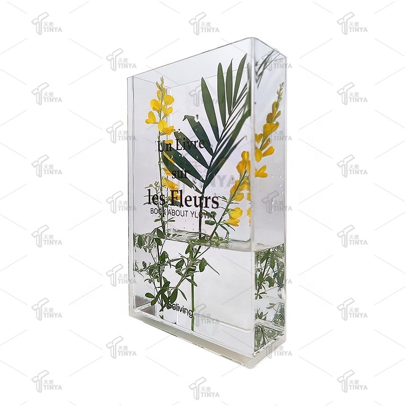 Transparent Acrylic Vase Book Flower Arrangement Box Creative Home Decoration Tabletop Decoration Acrylic Book Vase