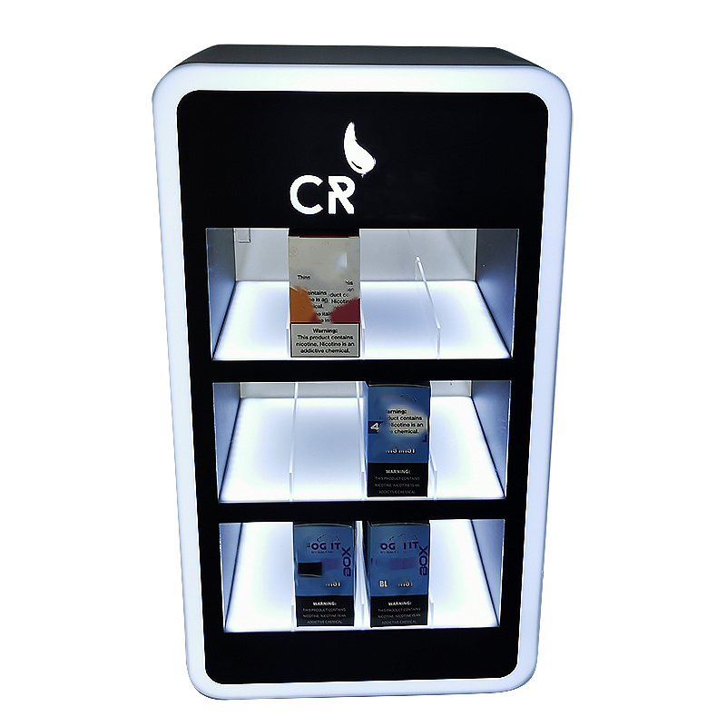 Gas Station Locking Display Cabinet For Tobacco Smoke Shop Retail Pop Countertop Acrylic Display Case With LED Light