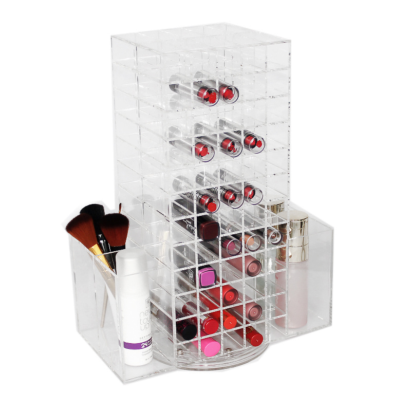 Custom 120 Lipstick Holder Lip Gloss/Lip Balm Display Stand,Rotating Cosmetic Organizer Clear Acrylic Lipstick Holder Wholesale