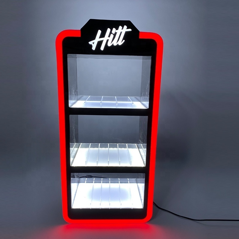 Tinya Free Sample smoke shop display Acrylic Display Stands Counter RGB LED Lighted Tobacco Cigarette Display Cabinet