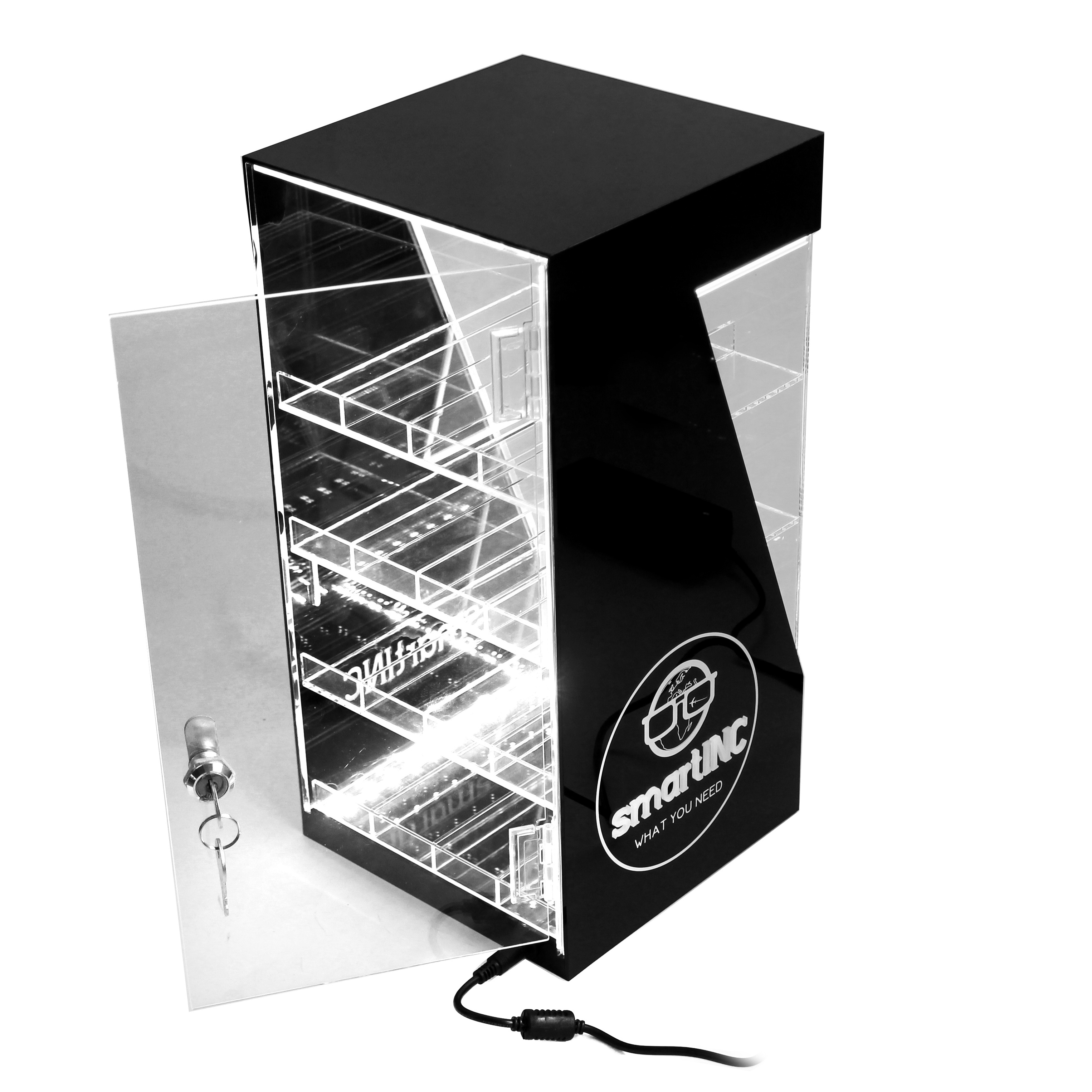 Clear Acrylic Plastic Cigarette Tobacco Display Rack with Locker Tinya Custom Logo Light display Stands